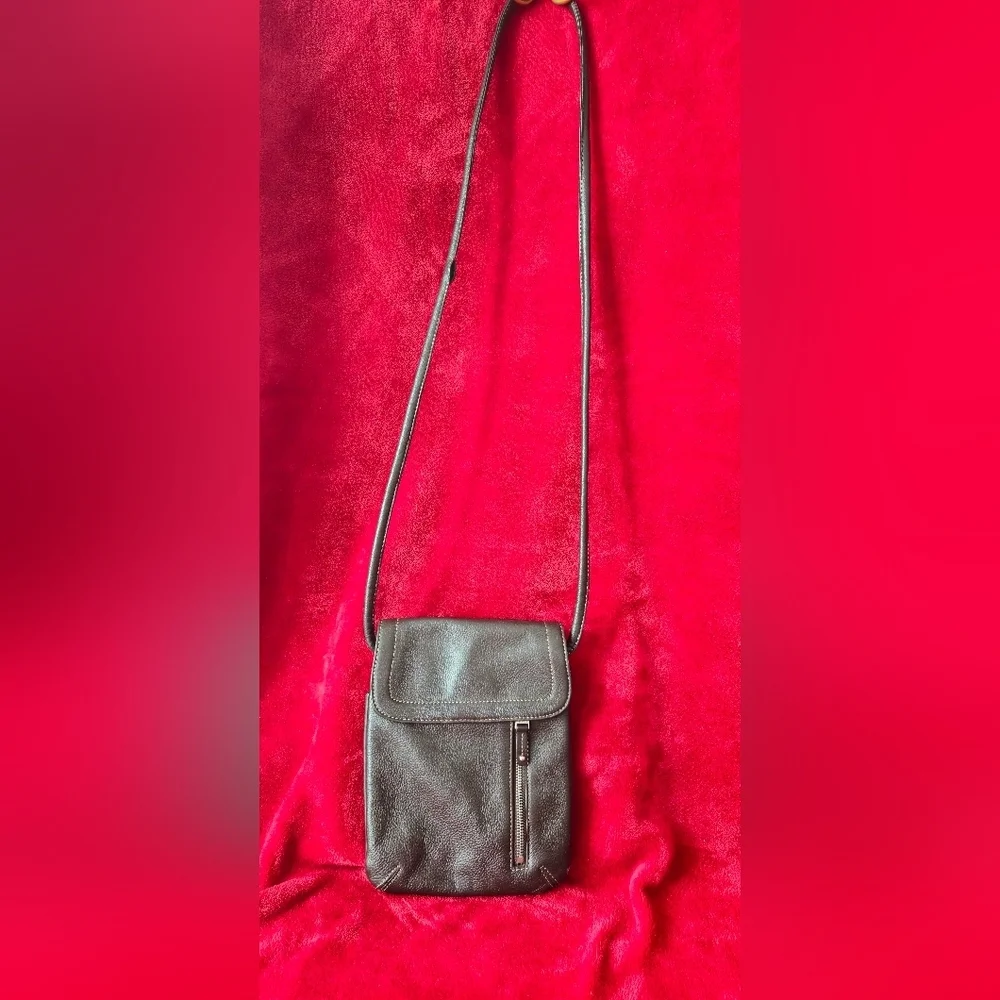 Tignanello Dark Brown Leather Crossbody Bag
